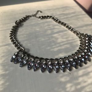 Necklace with white and light blue faux gems